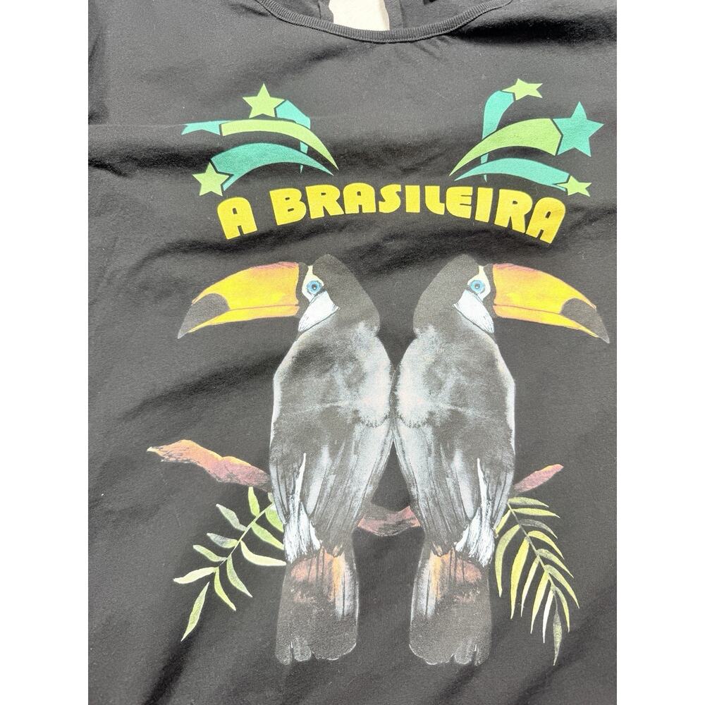FARM Rio A Brasileira Toucan Drop Crotch Harem Jumpsuit Romper Black Womens XL - Picture 7 of 13